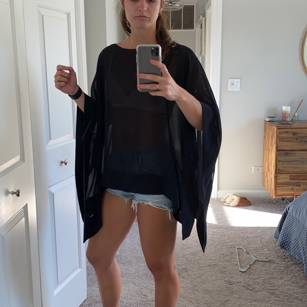 Black semi- see through poncho